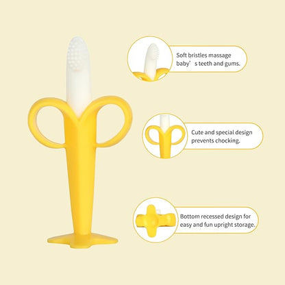 Chuya Teething Toys (4 Pack) Teething Toy for Baby, Teethers with Banana Baby Toothbrush Teeth Brushing 3-6 Months