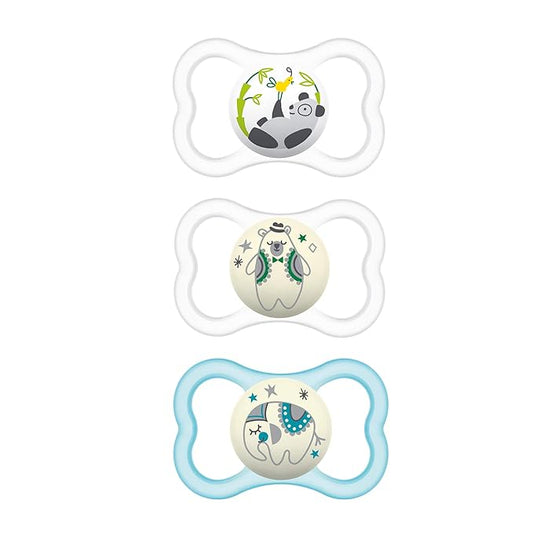 MAM Air Night & Day Baby Pacifier, For Sensitive Skin 3 Pack, 6-16 Months, Unisex,3 Count 1)