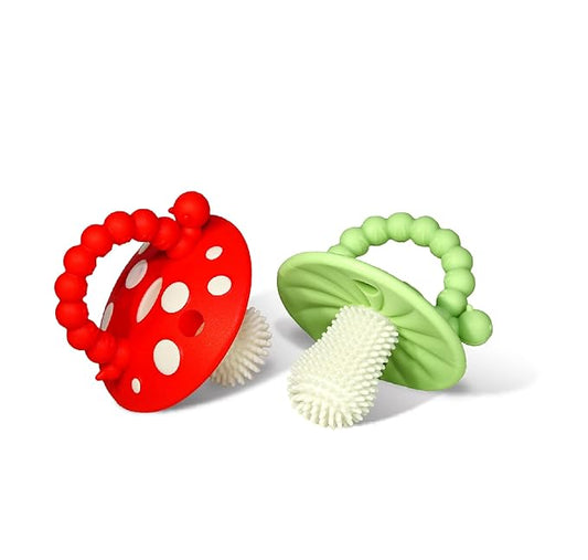 RaZbaby Chompy Teether for Infant & Baby 3M+ Teether Toy with Massaging Bristles for Teething Relief Pacifier - Soothes Sore Gums