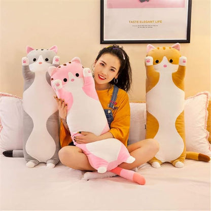 shangman Lovely Plush Cat Doll Cute Cartoon Soft Stuffed Kitten (Pink,130cm/51.1in)