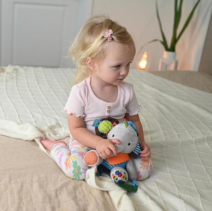 Maple Toys - 5-in-1 Multi-Sensory Plush Toy with Teethers, Rattles