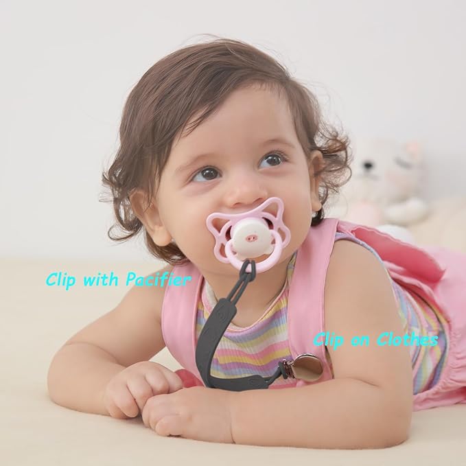 Silicone Pacifier Clip, Seposeve Pack of 3 Baby Pacifier Teether Clip with 4 Texture