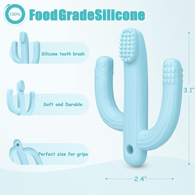 SHARE&CARE BPA Free Silicone Giraffe Baby Teether and Cactus Baby 3 Months