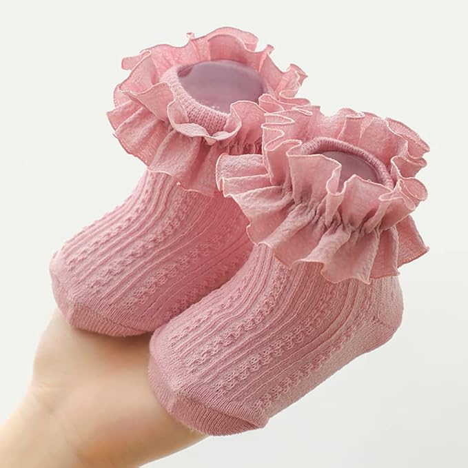 QandSweet Baby Girls' Eyelet Flower Socks Ankle Sock for Newborn