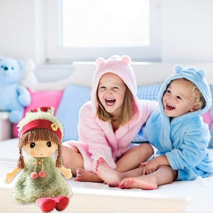 Plush Baby Doll Girl with Clothes, 17.7 Sweetheart Rag Doll Cozy Cuddle Soft Baby Doll for Kids Babies