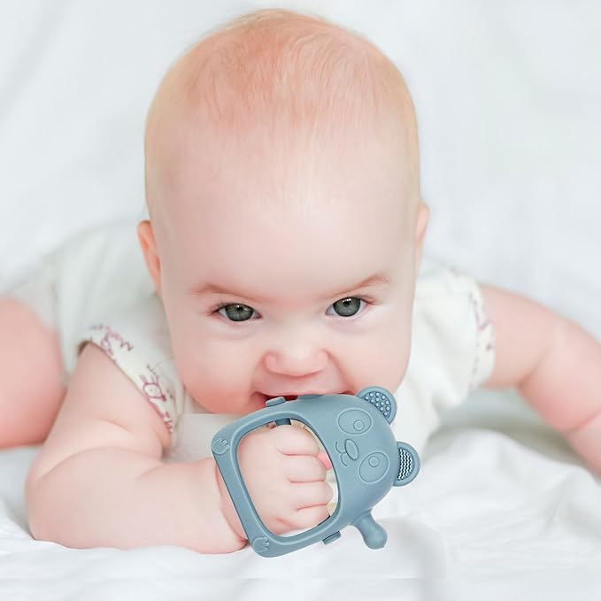 Baby Teething Toys for Infants 3+ Months Set of 3, Easy to Hold Silicone Teething Mitten with Soft Textures for Sensory Exploration and Teething Pain Relief