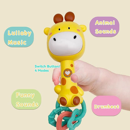 Musical Rabbit Light-Up Toy and Teething Ring for Toddlers Sensory 6 12 18 Month