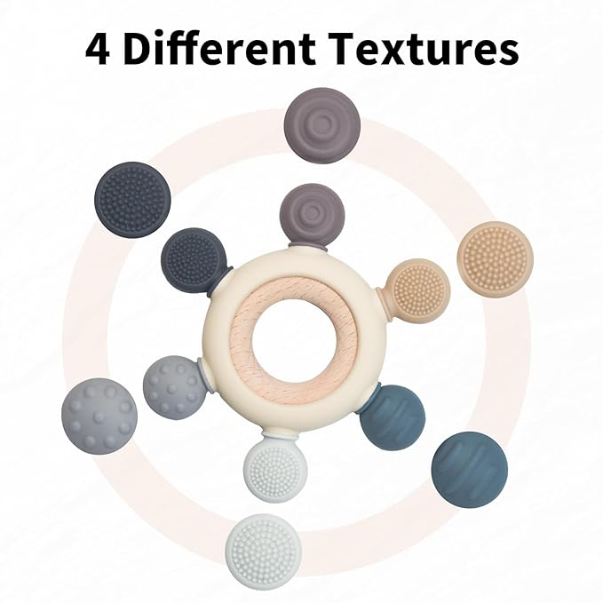 Baby Teething Toys Silicone Chewable Teethers BPA Free Silicone Rudder 0-24 Months