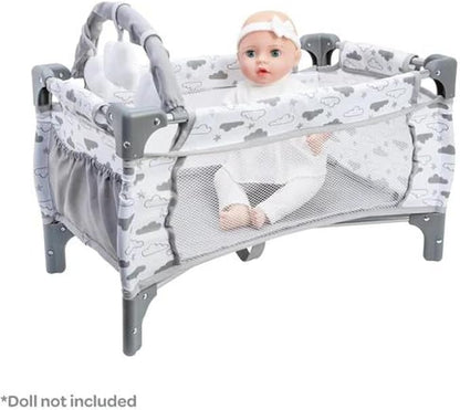 ADORA Baby Doll Crib/Bed/Playpen, Twinkle Stars Deluxe Pack N Play 7-Piece Set Fits Dolls up to 20 inches 3 Clouds 3+