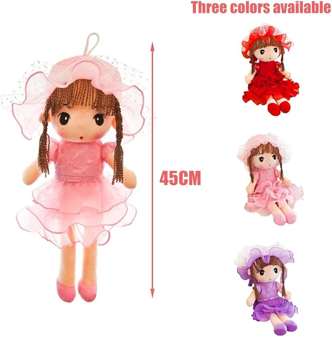 Plush Baby Doll Girl with Clothes, 17.7 Sweetheart Rag Doll Cozy Cuddle Soft Baby Doll for Kids Babies