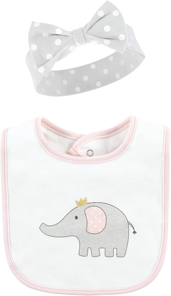 Hudson Baby Unisex BabyCotton Bib and Headband or Caps Set