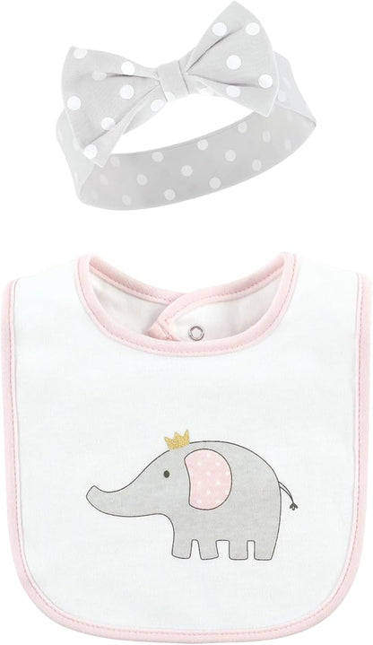 Hudson Baby Unisex BabyCotton Bib and Headband or Caps Set