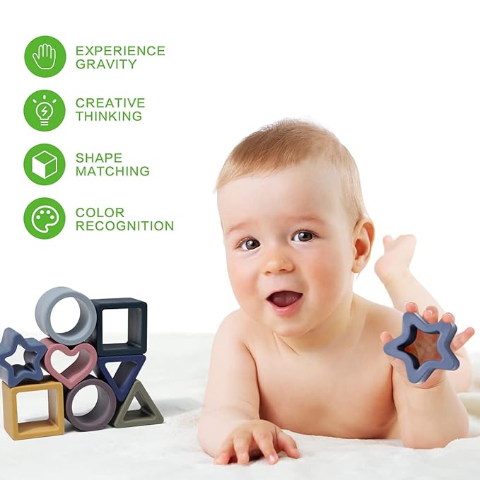 Haakaa Baby Silicone Shape Puzzle, Baby Stacking Toys & Teething Toys 3M+ Babies,