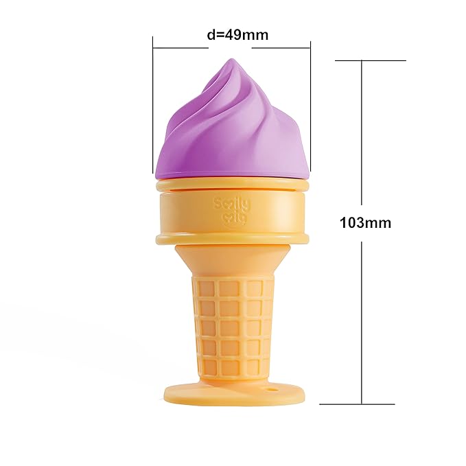 Smily Mia Baby Freezable Teething Toys for Teething Relief, Baby Ice Cream Cone Teether for 6-12Months