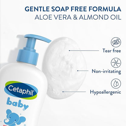 Cetaphil Baby Shampoo and Body Wash with Organic Calendula, Tear Free, Hypoallergenic, Ideal for Everyday Use, Dermatologist Tested, 7.8oz