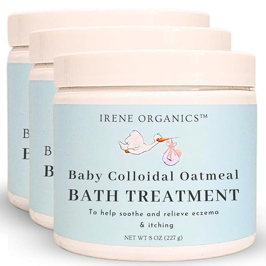 Oatmeal Baby Bath Powder by Irene Organics with Colloidal Oatmeal For Treatment of Eczema, Diaper Rash 3 pack