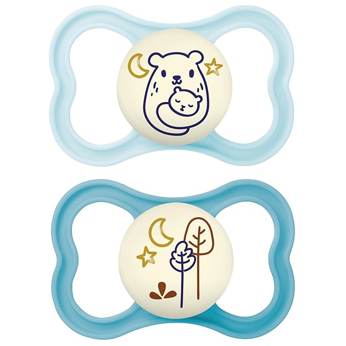 MAM Air Night Pacifiers (1 Sterilizing Pacifier Case), MAM Sensitive Skin Pacifier 6+ Months 6-16 - 2 Ct 1)