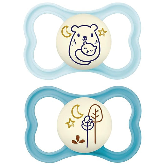 MAM Air Night Pacifiers (1 Sterilizing Pacifier Case), MAM Sensitive Skin Pacifier 6+ Months 6-16 - 2 Ct 1)