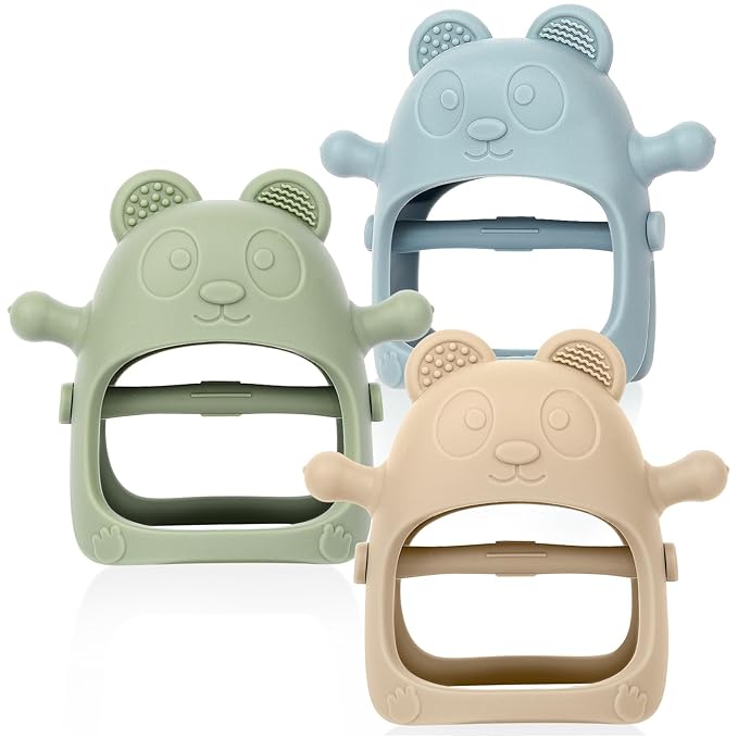 Baby Teething Toys for Infants 3+ Months Set of 3, Easy to Hold Silicone Teething Mitten with Soft Textures for Sensory Exploration and Teething Pain Relief