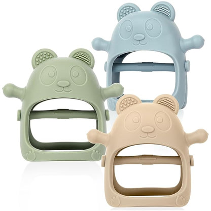 Baby Teething Toys for Infants 3+ Months Set of 3, Easy to Hold Silicone Teething Mitten with Soft Textures for Sensory Exploration and Teething Pain Relief