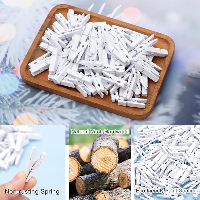 Clothes Pins, 130 Pcs Wooden Clothes Pins 1.4 Inch