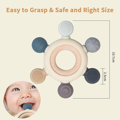 Baby Teething Toys Silicone Chewable Teethers BPA Free Silicone Rudder 0-24 Months