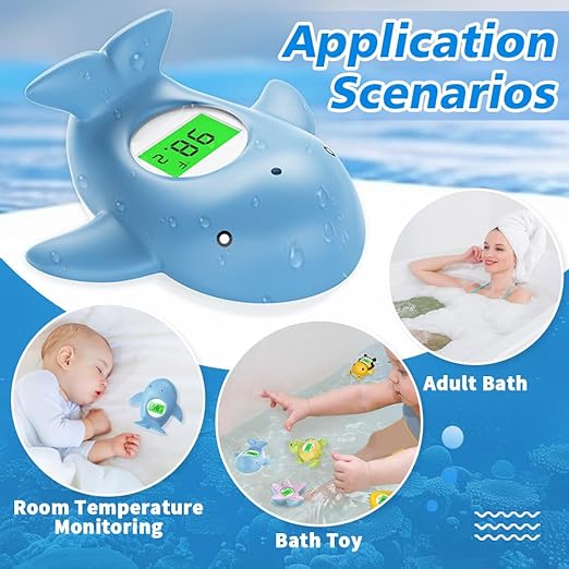 Baby Bath Thermometer, Instant Read Water Thermometer Safety with 3 Color Backlit and Temperature Warning