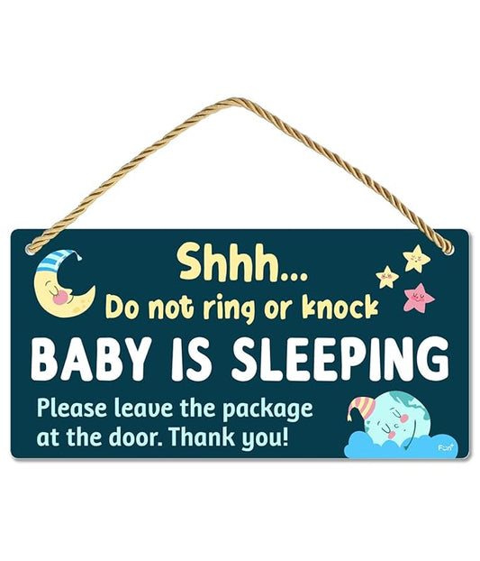 Funplus Baby Sleeping Sign for Front Door - Do Not Knock or Ring 10?│x5??PVC