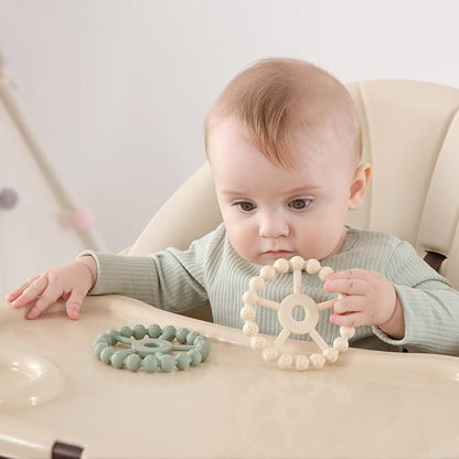 3 Pack Ring Teether, Silicone Teething Ring Toys for Babies 0-6 Months 6-12 Months 12-24 Months,