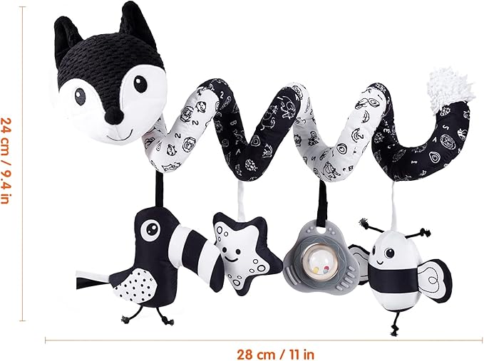 Infant Baby Black Fox Spiral Plush Activity"
