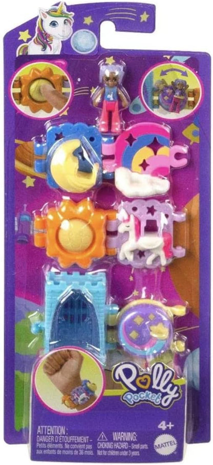 Polly Pocket Bracelet Treasures Wearables with Snap-Together Sections and Micro Doll, Gift for Kids Ages 4+