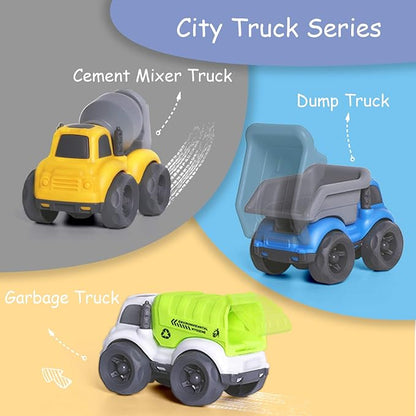 iPlay, iLearn 6PCS Friction Cars Toy for Toddlers 1-3 2-4, Mini 12 18 24 Month