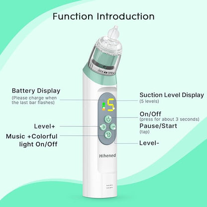 Electric Nasal Aspirator for Baby, Nose Aspirator for Toddlers 3 Silicone