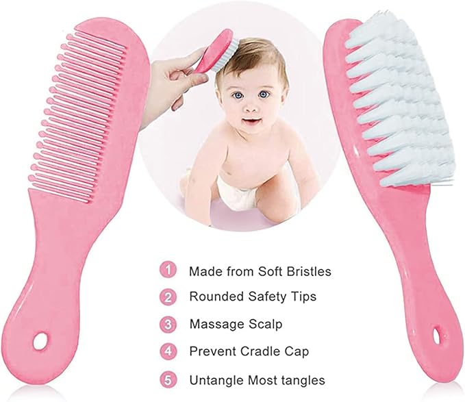Baby Grooming Kit, Infant Safety Care Set with Hair Brush Comb Nail Clipper Nasal Aspirator