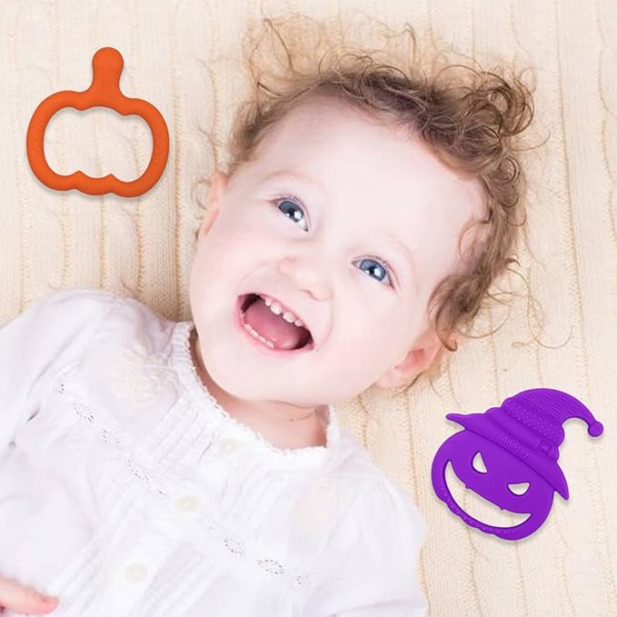 Anditoy 4 Pack Halloween Teething Toys Halloween Teether for 3-12