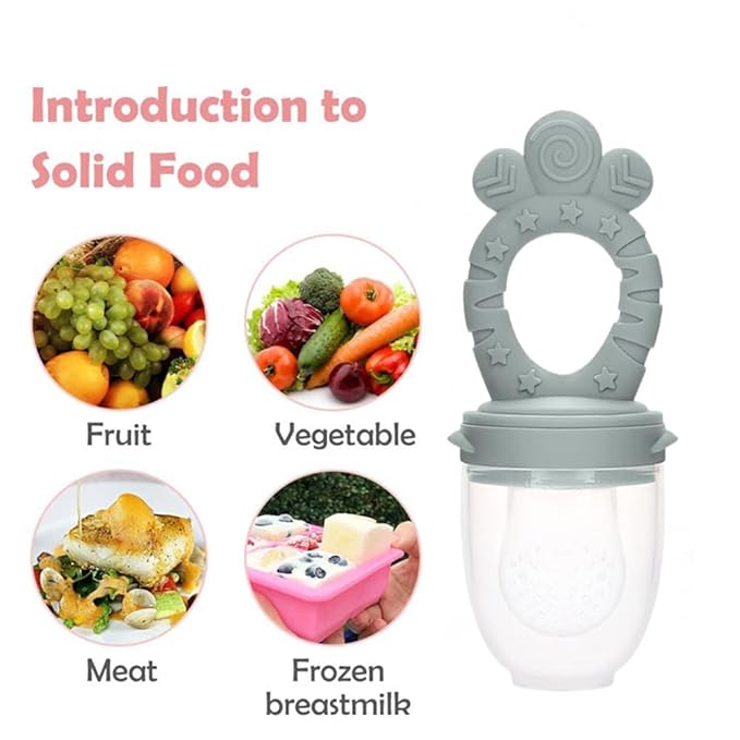 2 Pack Baby Fruit Food Feeder Pacifier Fresh Fruit Feeder 2 Sizes (2Pack_Bluish Gray