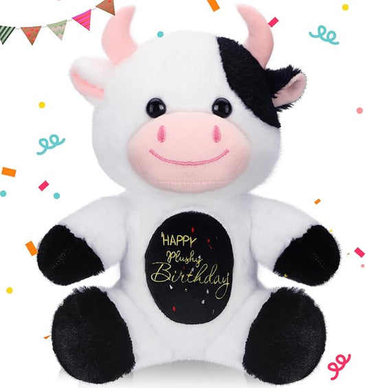 HyDren 9.8" Happy Plushy Birthday Cow Toys Cow Stuffed Animals