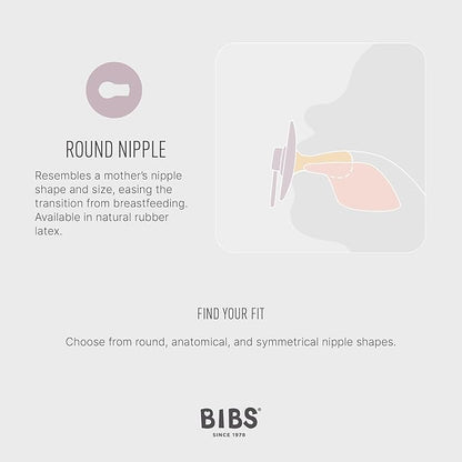 BIBS Pacifiers - Colour 4 Pack | Round Nipple Baby Pacifier 6-18 Months