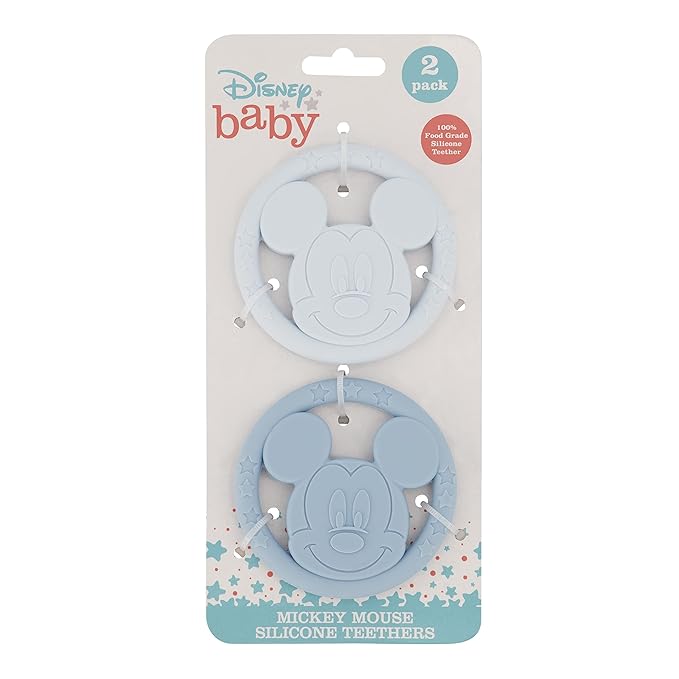 Cudlie Disney Silicone Teether Toy Set for Infants, Food Grade and BPA Free Teethers for Babies 6-12 months 2-Pack Teether