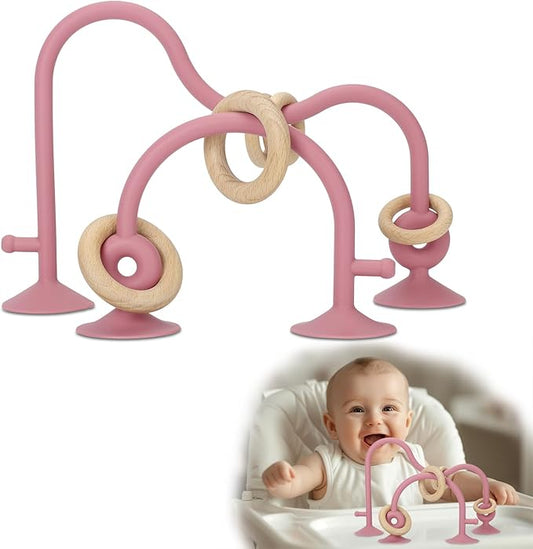 Socub High Chair Toys with Suction Cups for Infant Toddlers 6-12 18 Months, Montessori Educational Interactive Toys |Silicone Teething Toy