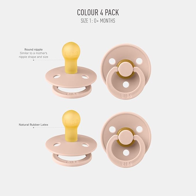 BIBS Colour Pacifier 4-Pack, BPA Free Dummy Pacifier 1 (0-6