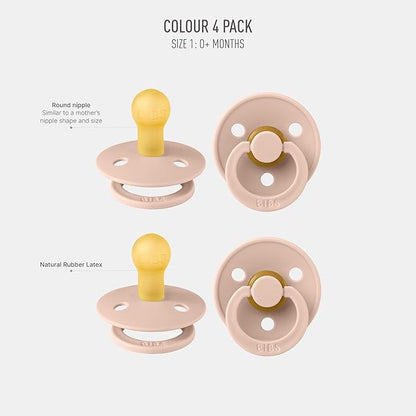 BIBS Colour Pacifier 4-Pack, BPA Free Dummy Pacifier 1 (0-6