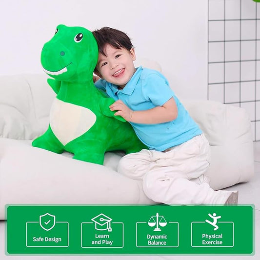 INPANY Kids Bouncy Dinosaur Hopper Toys for 2 Year Old Boy Birthday Gifts, Toddler Plush Inflatable Animal Hopping Horse 3 4