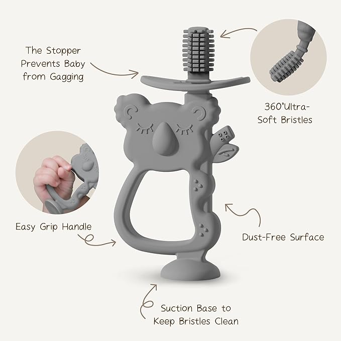 Moonkie Teething Toy, Safe & Easy to Hold BPA Free Silicone Teethers 360Â° Baby 6-12 Months