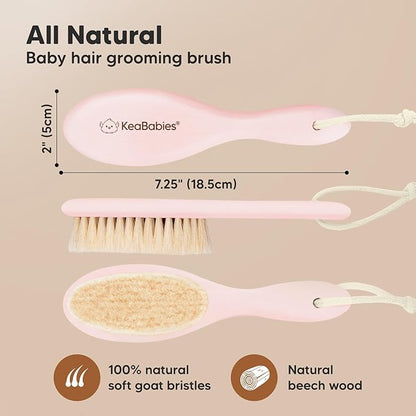 KeaBabies Hair Brush - Soft Goat Bristles Baby Brush, Cradle Cap Brush