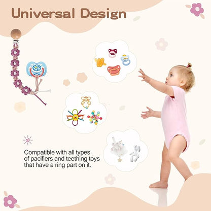 Clip for Boys Girls Floral Daisy Macrame Paci Clip Pacifier