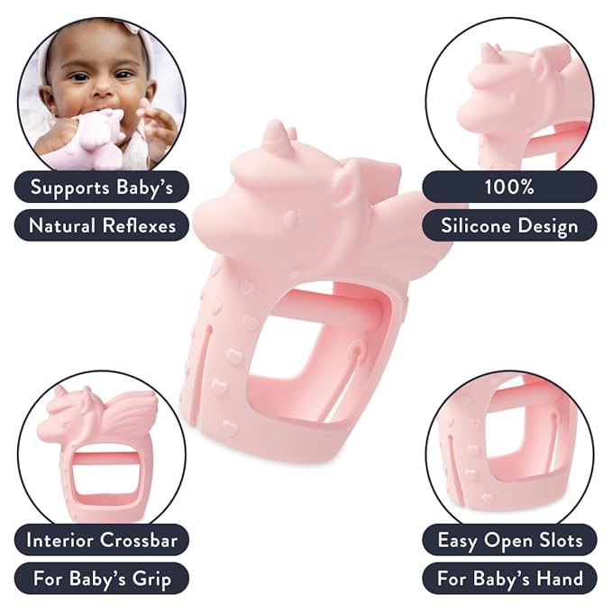 Itzy Ritzy Bitzy Grip Hand Teether - Silicone Teether for Babies 3 Months