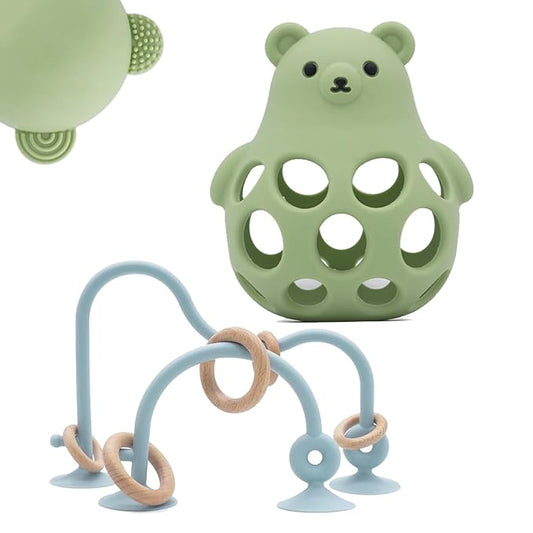 Baby Teething Chew High Chair Suction Toys - Baby Teething Toys Silicone Teethers, Baby Table Toys 6 12 18 Months
