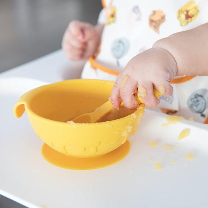 Bumkins Disney Baby Bowl, Silicone Feeding Set with Suction for Baby and Toddler, Includes Spoon and Lid, First Feeding Set, Essentials for Baby Led Weaning for Babies 4 Months Up, Winnie the Pooh