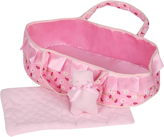 Baby Doll Cradle Bassinet for 9-10-11-12 Inch Doll ，Portable Doll 12-inch Doll